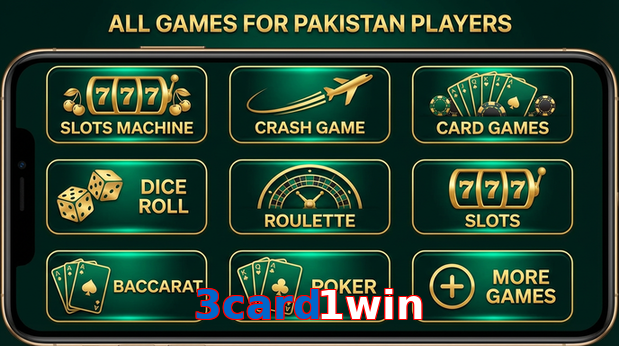 Main screen of 3Card1win games page for PK players